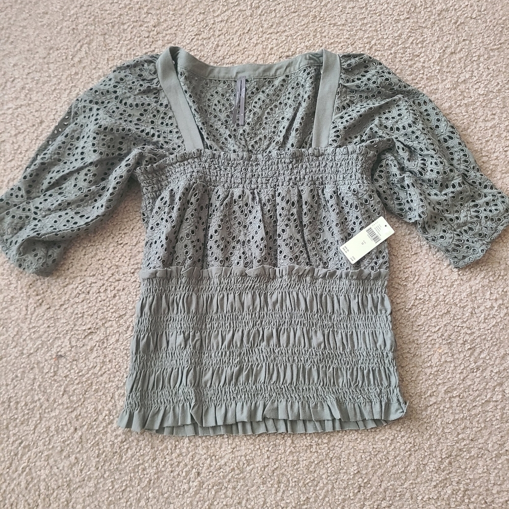 NWT Anthropologie Eyelet Boho Top - Size Medium